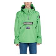 Groene Bedrukte Hoodie Jas Herfst/Winter Napapijri , Green , Heren