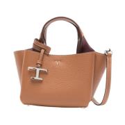 Bruine leren tas met T Timeless metalen accessoire Tod's , Brown , Dam...