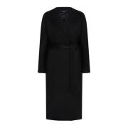 Elegant Cashmere Double Cloth Coat Kiton , Black , Dames