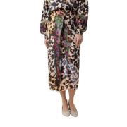 Luipaardprint Rok met Split Voorkant IVI , Multicolor , Dames