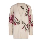 Witte Alpaca Blend Cardigan met Jacquard Rozen Blumarine , White , Dam...