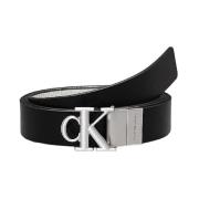 Zwart Leren Omkeerbare Riem Calvin Klein , Black , Dames