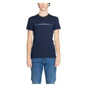 Blauw Print Ronde Hals T-Shirt Emporio Armani , Blue , Heren