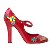 Rode Leren Mary Jane Pumps Dolce & Gabbana , Red , Dames