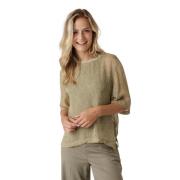 Doorschijnende Bedrukte Shirt met Ronde Hals Drykorn , Green , Dames