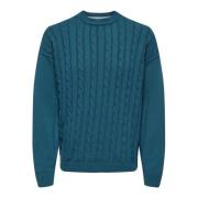 Klassieke Heren Gebreide Trui Lamard Only & Sons , Blue , Heren