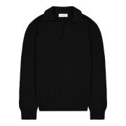 Lange Mouw Gebreide Polo Sweater Laneus , Black , Heren