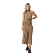 Geplooide Halter Top Midi Jurk Samsøe Samsøe , Brown , Dames