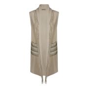 Fringe Wollen Vest met Nylon Zakken Herno , Beige , Dames