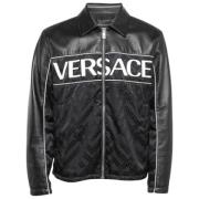 Pre-owned Leather outerwear Versace Pre-owned , Black , Heren