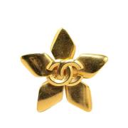 Pre-owned Metal brooches Chanel Vintage , Yellow , Dames