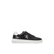 Zwarte Leren Sneakers Calvin Klein , Black , Heren