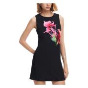 Zwarte Mouwloze Bedrukte Jurk Desigual , Black , Dames