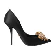 Kristalversierde Satijnen Pumps Dolce & Gabbana , Black , Dames