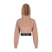 Roze Crop Hoodie met Logo Band Palm Angels , Pink , Dames