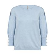 Parel Detail Blauwe Trui Soyaconcept , Blue , Dames