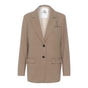 Gestreepte Blazer Jas Walnoot Karen by Simonsen , Brown , Dames