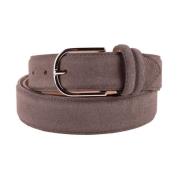 Elegante grijze suède riem met messing gesp Made in Italia , Brown , H...