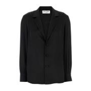 Zijden Zwarte Pyjama Stijl Shirt Saint Laurent , Black , Dames