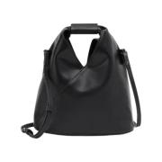 Zwarte Japanse Klassieke Leren Handtas MM6 Maison Margiela , Black , D...