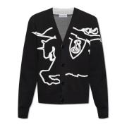 Cardigan met logo Burberry , Black , Heren