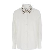 Witte Shirt met Afneembare Kraag Msgm , White , Dames