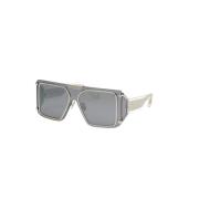 Glanzend Palladium Rook Zilveren Zonnebril Philipp Plein , Gray , Unis...