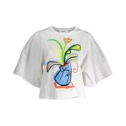 Stijlvol wit T-shirt met wijde mouwen Desigual , White , Dames