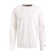 Crewneck Cotton Stretch Pullover Cast Iron , White , Heren