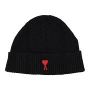 Rode Beanie Muts Ami Paris , Black , Unisex