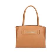 Trendy Shopper van Eco-Leer met Zilveren Logo Plein Sport , Brown , Da...