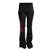 Zwarte Flared Denim Jeans met Hoge Taille Exte , Black , Dames