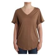 Bruin Rayon Elegant Kortmouw Top John Galliano , Brown , Dames