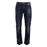 Blauwe Denim Regular-Cut Jeans voor Elegante Stijl Exte , Blue , Heren