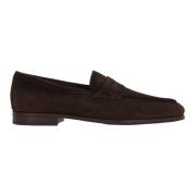 Vintage Bruine Suède Loafers Santoni , Brown , Heren