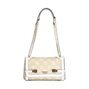 Witte Katoenen Handtas met Schouderkettingen Guess , Beige , Dames