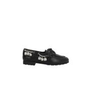 Zwarte leren mocassin met zilveren bellen Bally , Black , Dames