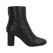 Zwarte Intrecciato Leren Laarzen Bottega Veneta , Black , Dames