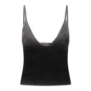 Geschaduwd Effect Top met Ruche Detail Diesel , Black , Dames