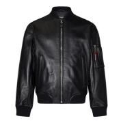 Zwarte schapenvachtjas met rode rits Dsquared2 , Black , Heren