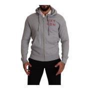 Grijze hoodie met rits Hackett , Gray , Heren