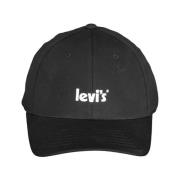 Zwarte Katoenen Hoed met Klep Levi's , Black , Unisex