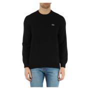 Regular Fit Katoenen Crewneck Sweater Lacoste , Black , Heren