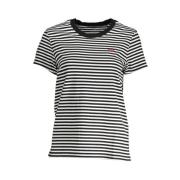 Zwart Katoenen T-Shirt met Klassiek Logo Levi's , Black , Dames