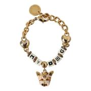 Charm Armband met Emaille Hond Gezicht Dolce & Gabbana , Yellow , Unis...