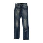 Blauw Verwassen Gescheurde Katoenen Straight Fit Jeans Roberto Cavalli...