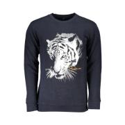 Blauwe Katoenen Sweatshirt met Logoprint Cavalli Class , Blue , Heren