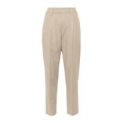 Beige Stretch Katoen Drill Broek Brunello Cucinelli , Beige , Dames