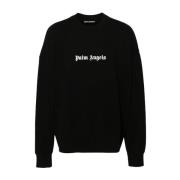 Zwarte Logo Print Crew Neck Sweater Palm Angels , Black , Heren