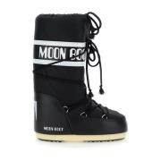 Zwarte Icon Nylon Winterlaarzen Moon Boot , Black , Dames